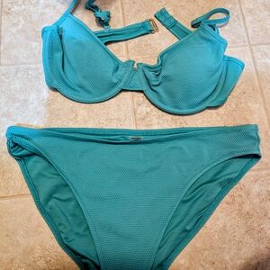 Old Navy Teal Textured Underwire Bikini Set